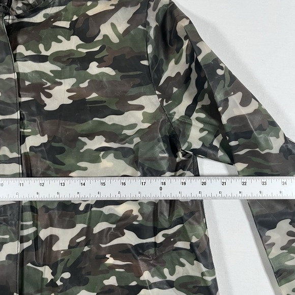 ZARA BASIC Camouflage Hooded Rain Jacket Green Black Brown Men's M Zip Casual - Picture 3 of 6